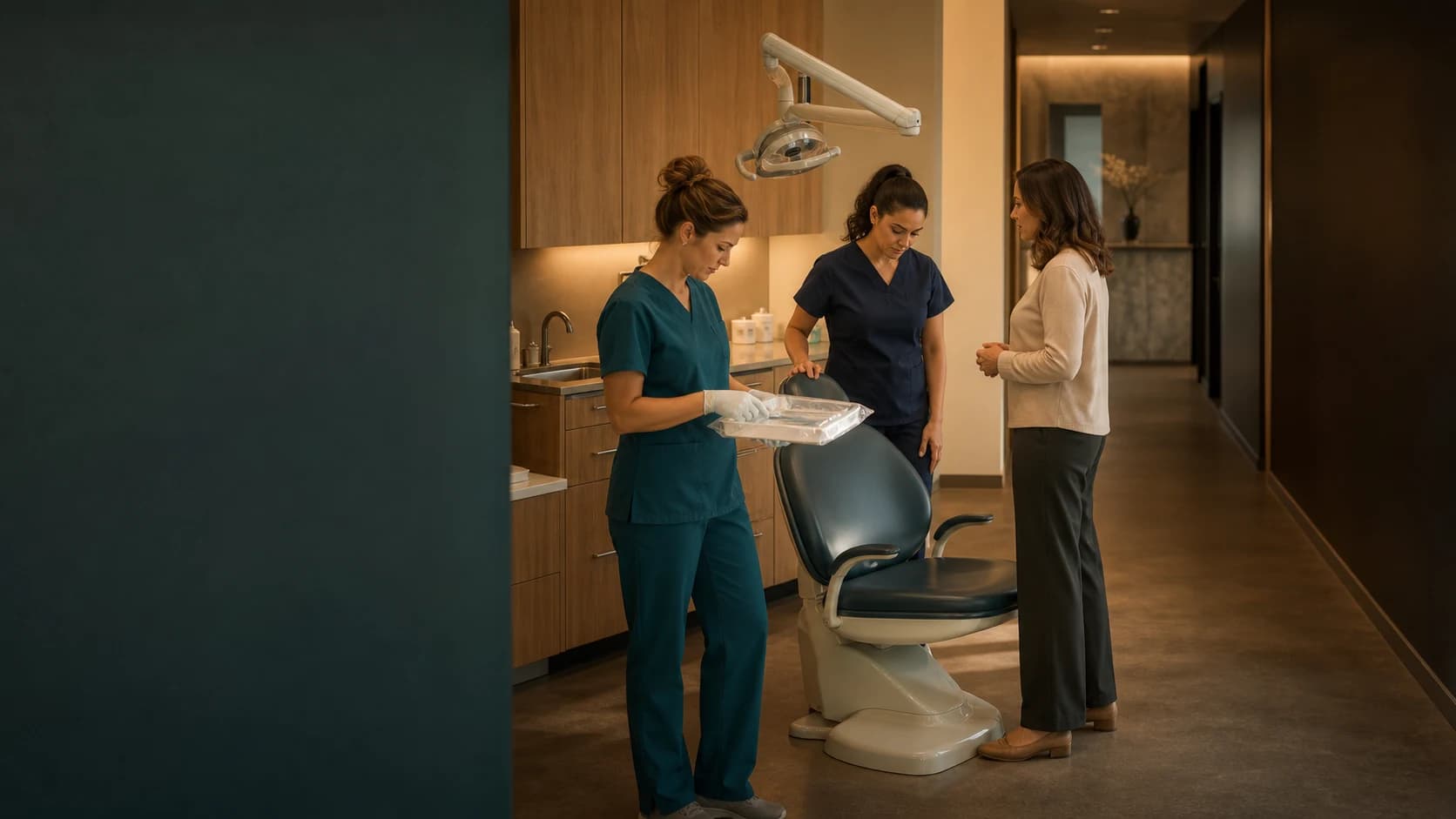 A dental office team opening for the day