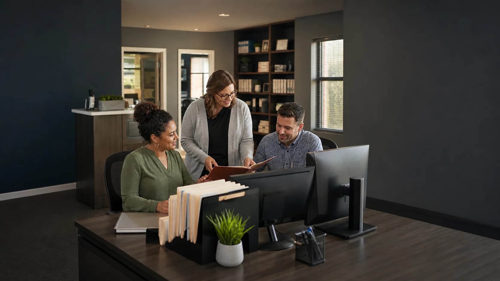 An insurance agency office during the workday