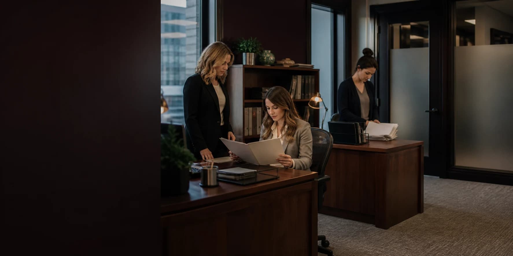 Attorneys and staff during a law firm workday
