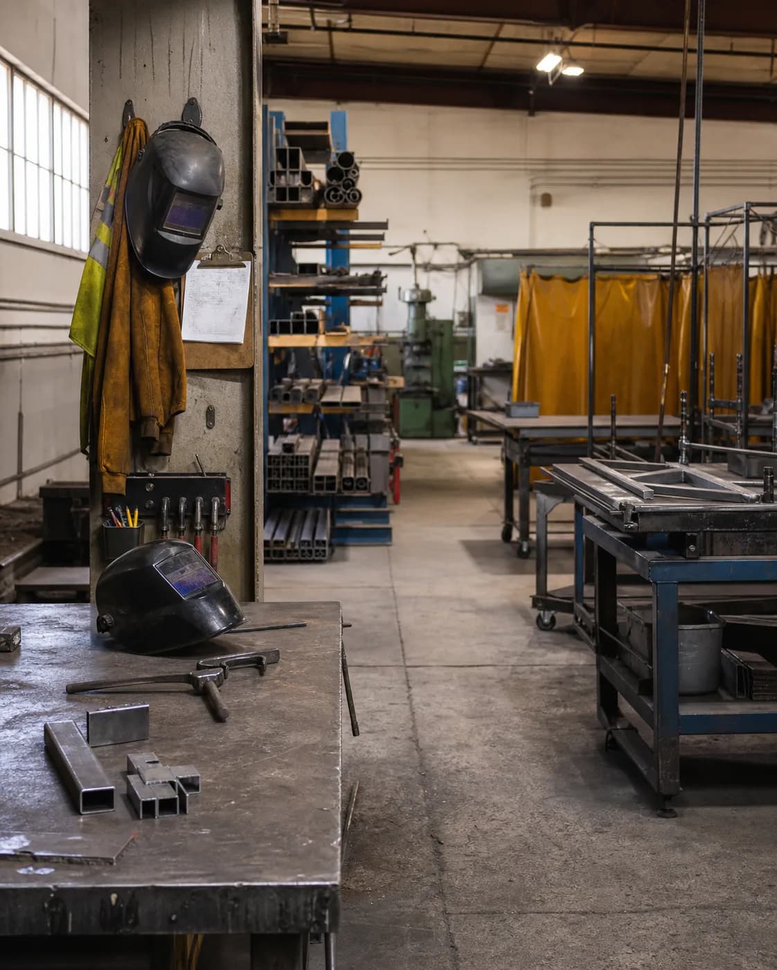 A metal fabrication shop prepared for the next employee shift