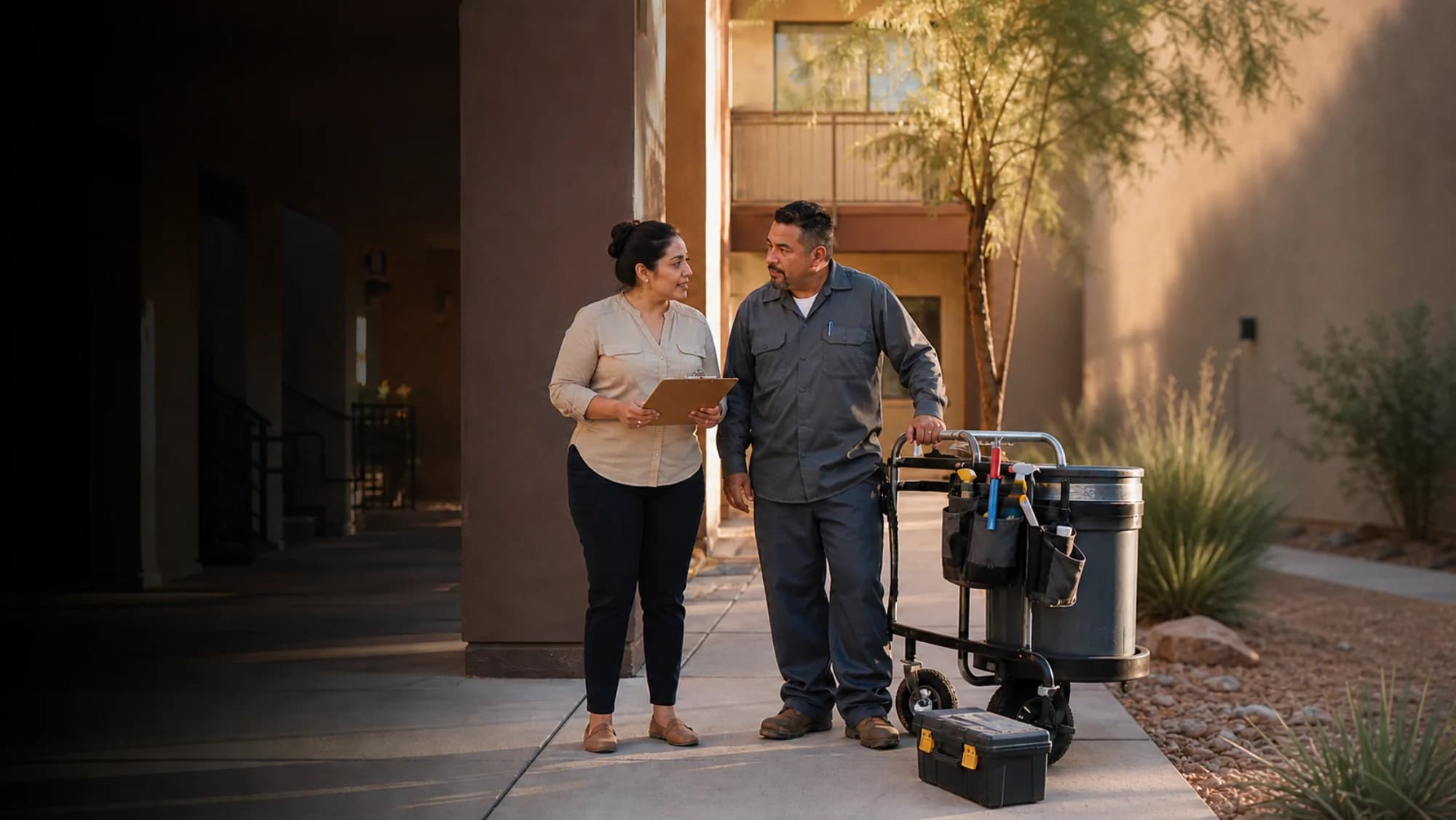 A property management employee on site