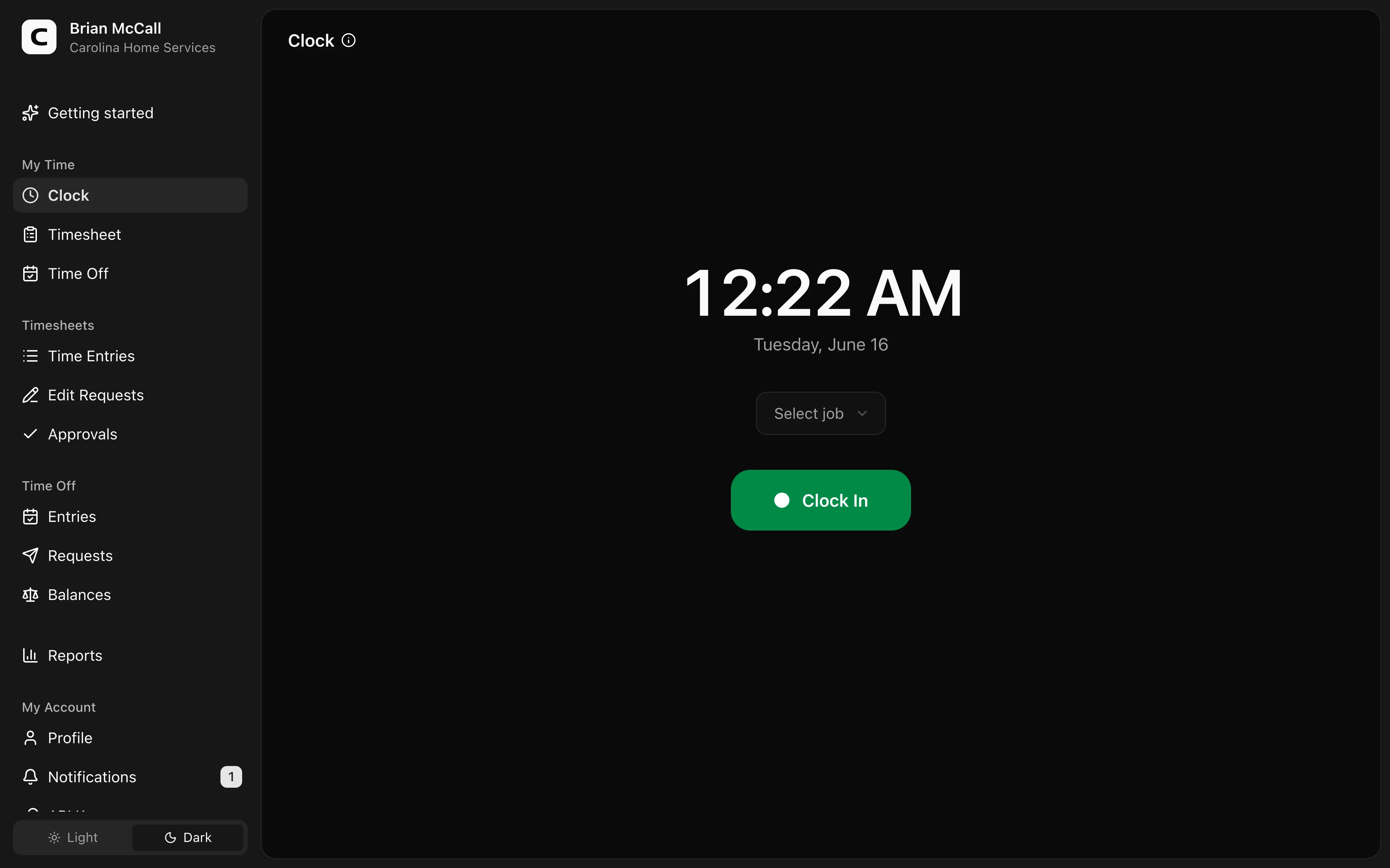 Clockspot Clock screen